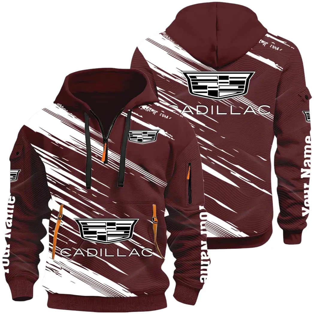 Refined Classic Ride Hoodie Half Zip 3D, Durable & Casual Streetwear CAR514 - Dark Red