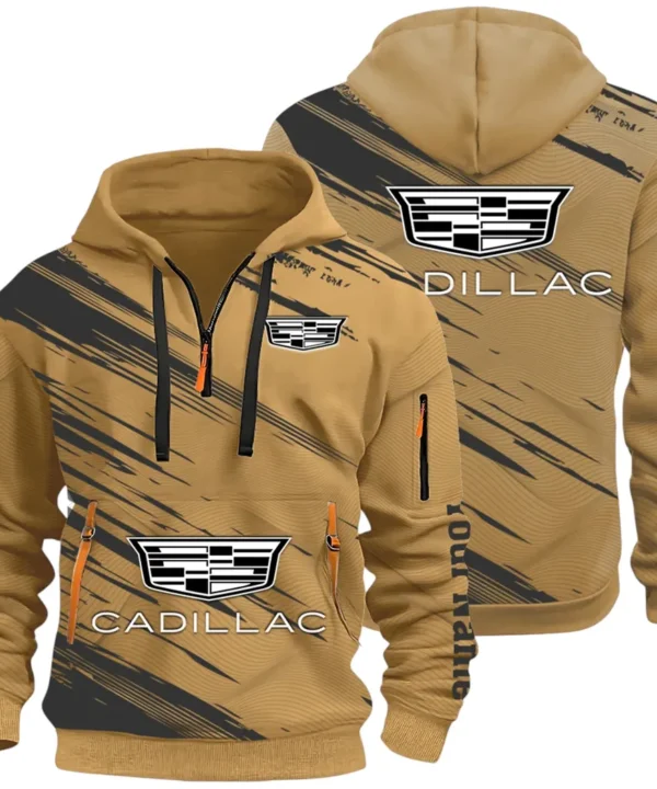 Refined Classic Ride Hoodie Half Zip 3D, Durable & Casual Streetwear CAR514 - Khaki