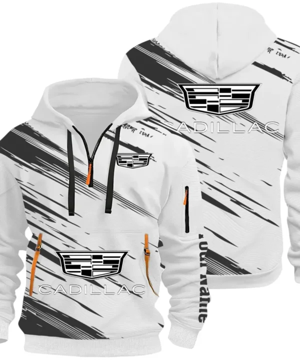 Refined Classic Ride Hoodie Half Zip 3D, Durable & Casual Streetwear CAR514 - White