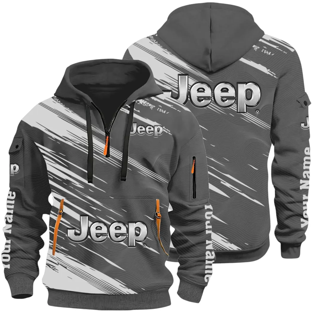 Adventure Utility Vehicle Hoodie Half Zip 3D, Adventure-Ready Streetwear CAR514 - Dark Gray
