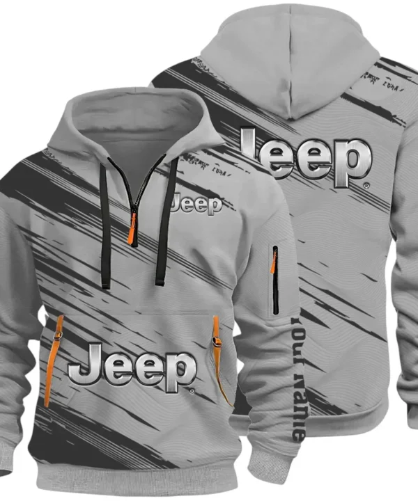 Adventure Utility Vehicle Hoodie Half Zip 3D, Adventure-Ready Streetwear CAR514 - Gray