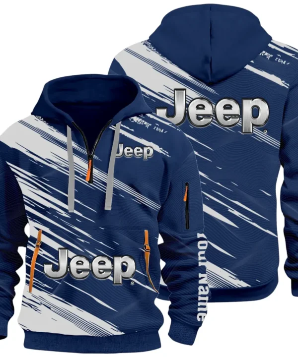 Adventure Utility Vehicle Hoodie Half Zip 3D, Adventure-Ready Streetwear CAR514 - Navy
