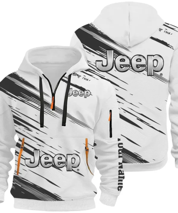Adventure Utility Vehicle Hoodie Half Zip 3D, Adventure-Ready Streetwear CAR514 - White
