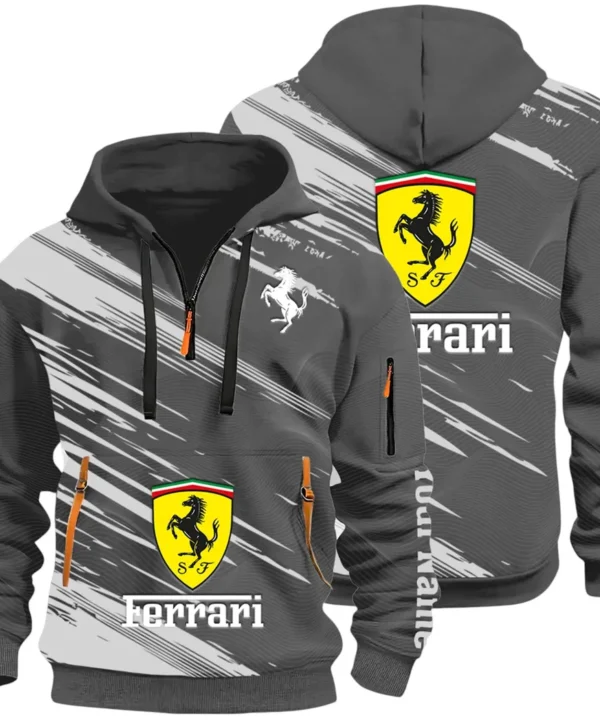 Italian Supercar Hoodie Half Zip 3D, Rugged Casual Fit Hoodie CAR514 - Dark Gray