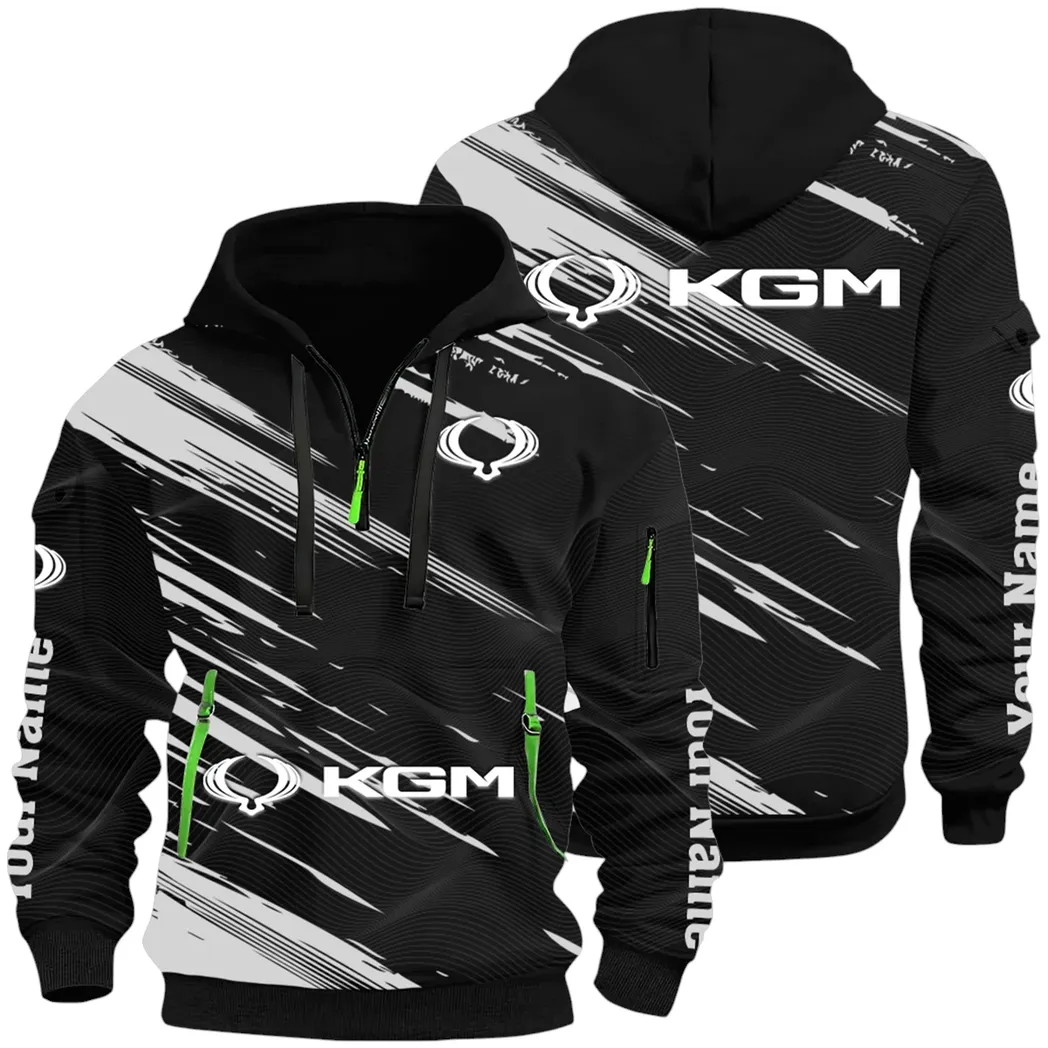 Racing Auto Hoodie Half Zip 3D, Casual Street-Ready Hoodie CAR514 - Black