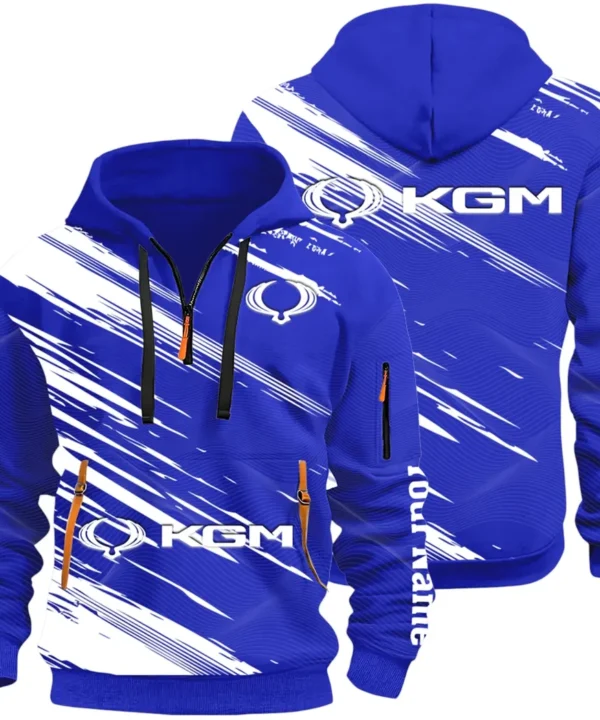 Racing Auto Hoodie Half Zip 3D, Casual Street-Ready Hoodie CAR514 - Blue