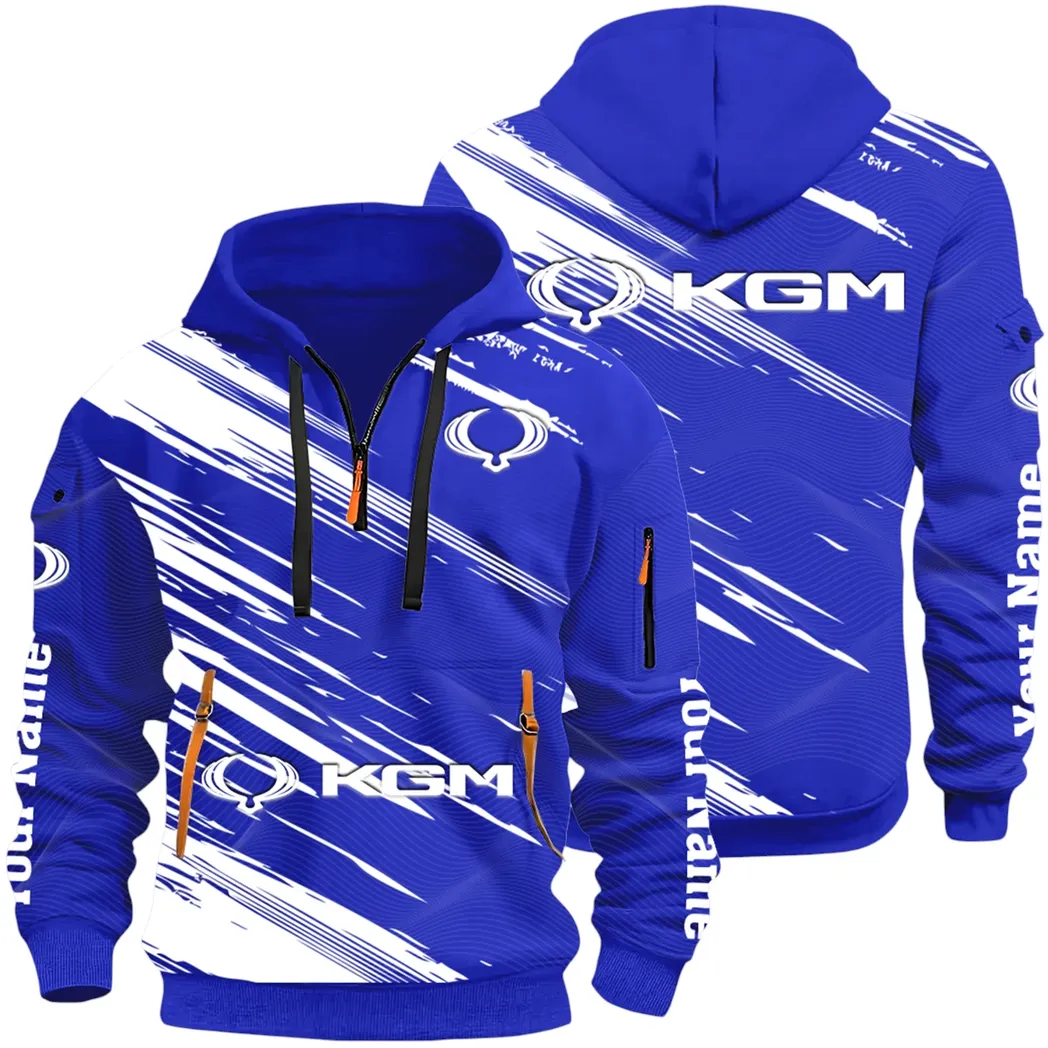 Racing Auto Hoodie Half Zip 3D, Casual Street-Ready Hoodie CAR514 - Blue