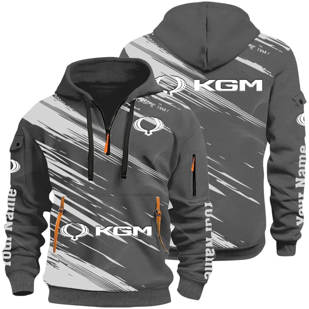Racing Auto Hoodie Half Zip 3D, Casual Street-Ready Hoodie CAR514 - Dark Gray