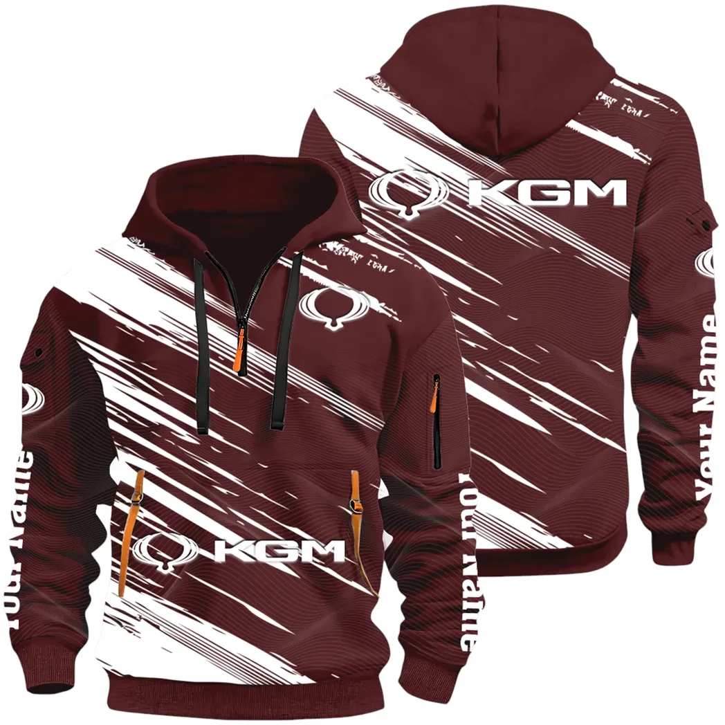 Racing Auto Hoodie Half Zip 3D, Casual Street-Ready Hoodie CAR514 - Dark Red
