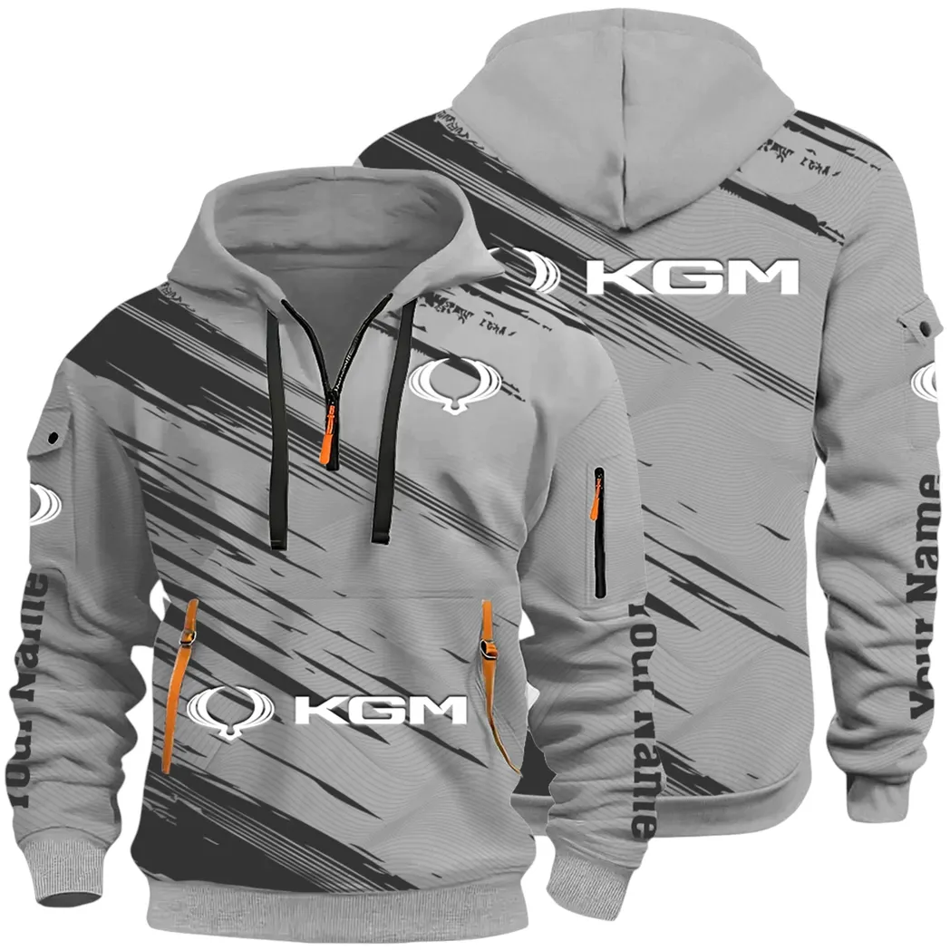 Racing Auto Hoodie Half Zip 3D, Casual Street-Ready Hoodie CAR514 - Gray
