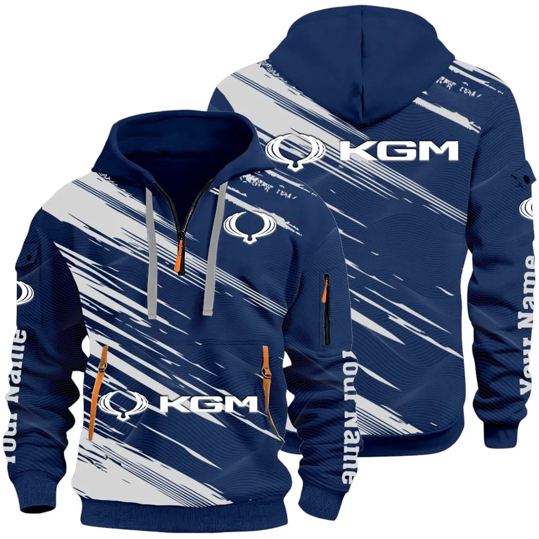 Racing Auto Hoodie Half Zip 3D, Casual Street-Ready Hoodie CAR514 - Navy