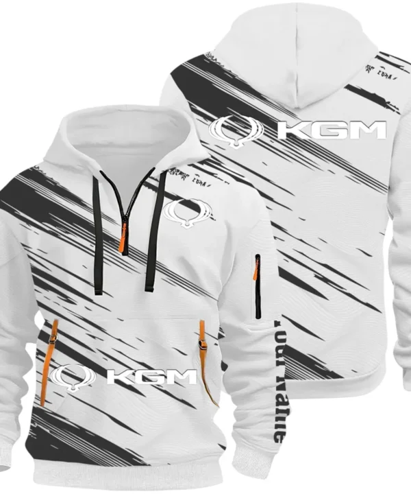 Racing Auto Hoodie Half Zip 3D, Casual Street-Ready Hoodie CAR514 - White