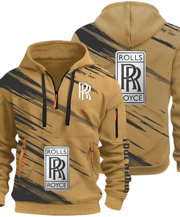 Prestige Sedan Hoodie Half Zip 3D, Rugged Casual Fit Hoodie CAR514 - Khaki