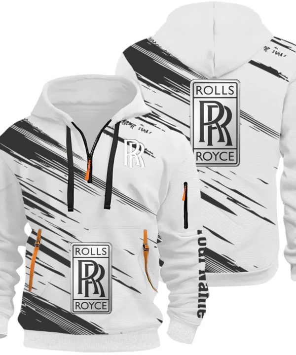 Prestige Sedan Hoodie Half Zip 3D, Rugged Casual Fit Hoodie CAR514 - White