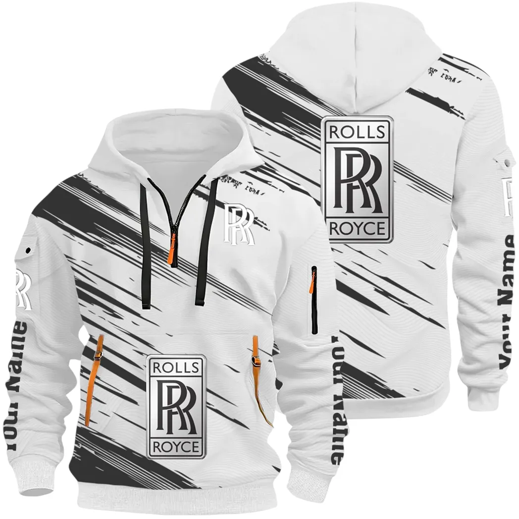Prestige Sedan Hoodie Half Zip 3D, Rugged Casual Fit Hoodie CAR514 - White