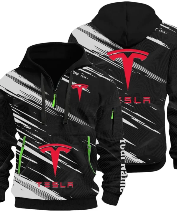 High-Tech Auto Hoodie Half Zip 3D, Rugged Casual Fit Hoodie CAR514 - Black