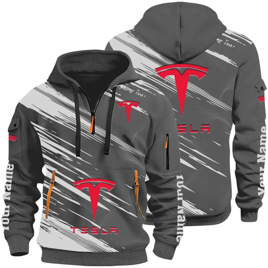 High-Tech Auto Hoodie Half Zip 3D, Rugged Casual Fit Hoodie CAR514 - Dark Gray