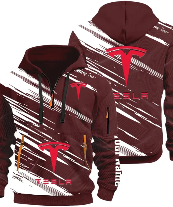 High-Tech Auto Hoodie Half Zip 3D, Rugged Casual Fit Hoodie CAR514 - Dark Red