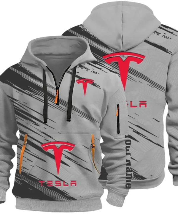 High-Tech Auto Hoodie Half Zip 3D, Rugged Casual Fit Hoodie CAR514 - Gray