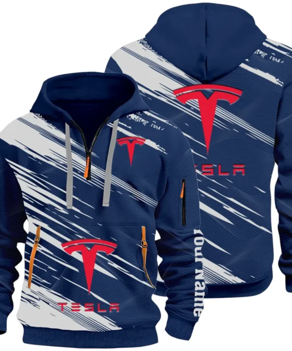 High-Tech Auto Hoodie Half Zip 3D, Rugged Casual Fit Hoodie CAR514 - Navy