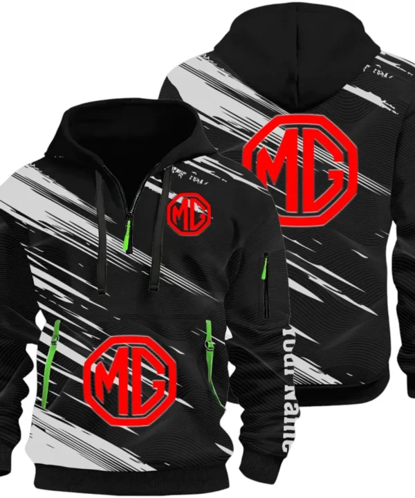 Compact Roadster Hoodie Half Zip 3D, Adventure-Ready Streetwear CAR514 - Black