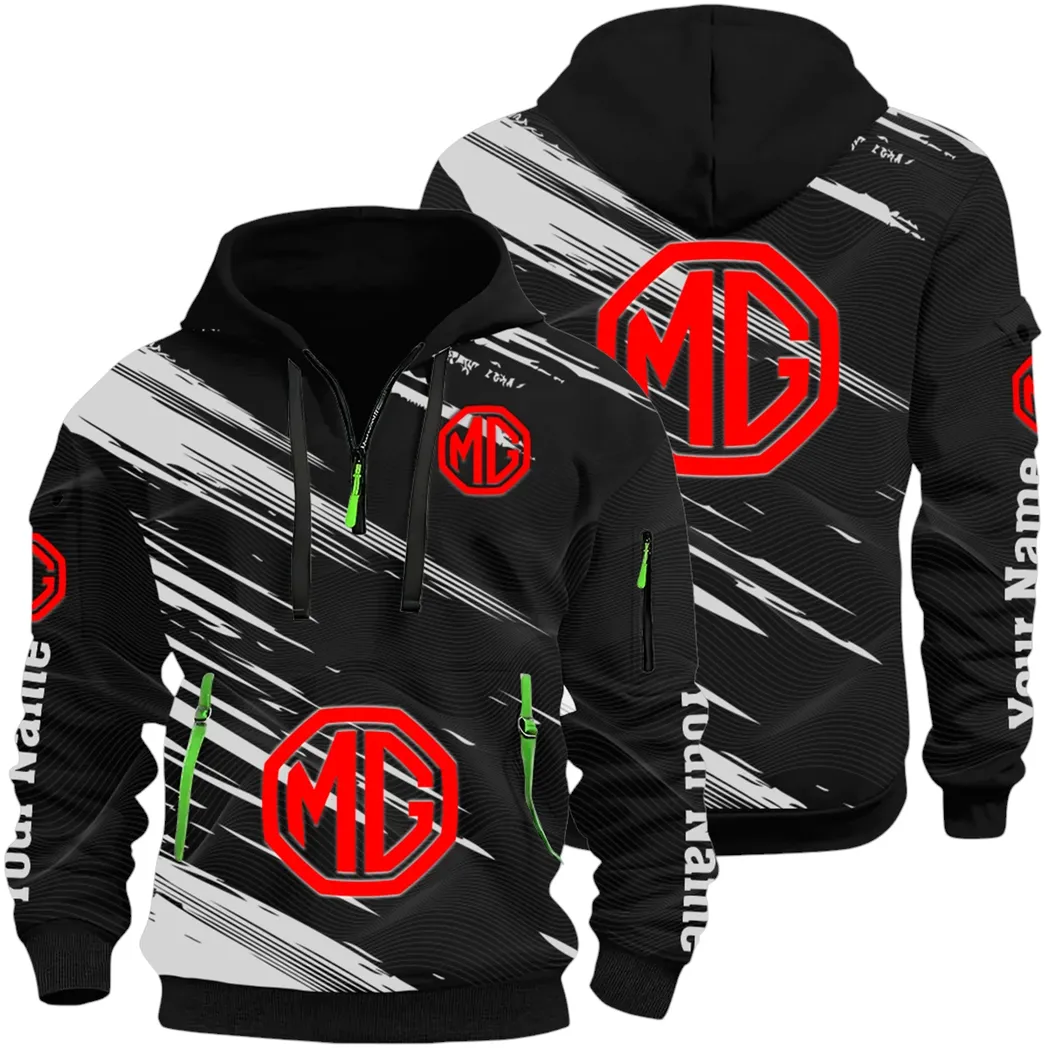 Compact Roadster Hoodie Half Zip 3D, Adventure-Ready Streetwear CAR514 - Black