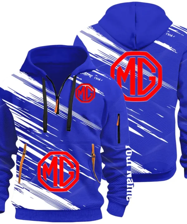 Compact Roadster Hoodie Half Zip 3D, Adventure-Ready Streetwear CAR514 - Blue