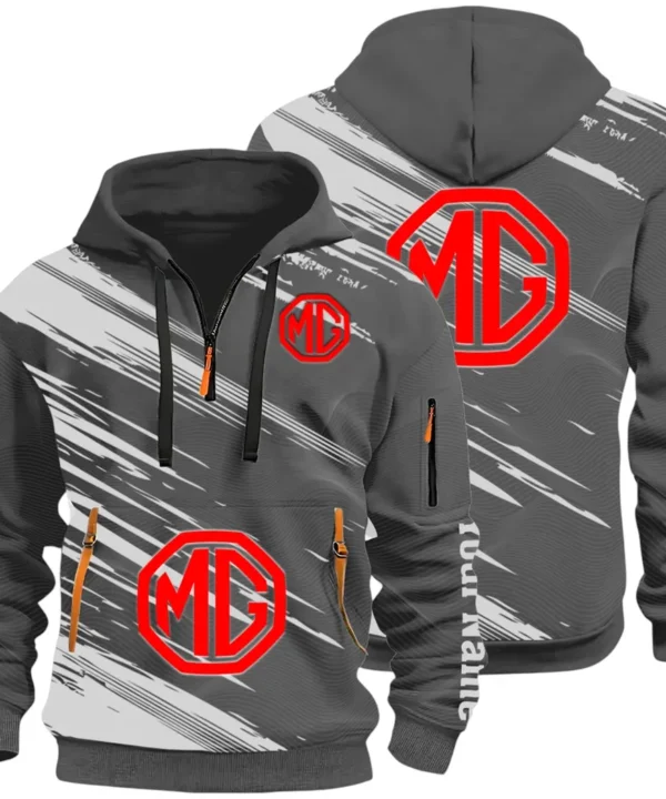 Compact Roadster Hoodie Half Zip 3D, Adventure-Ready Streetwear CAR514 - Dark Gray