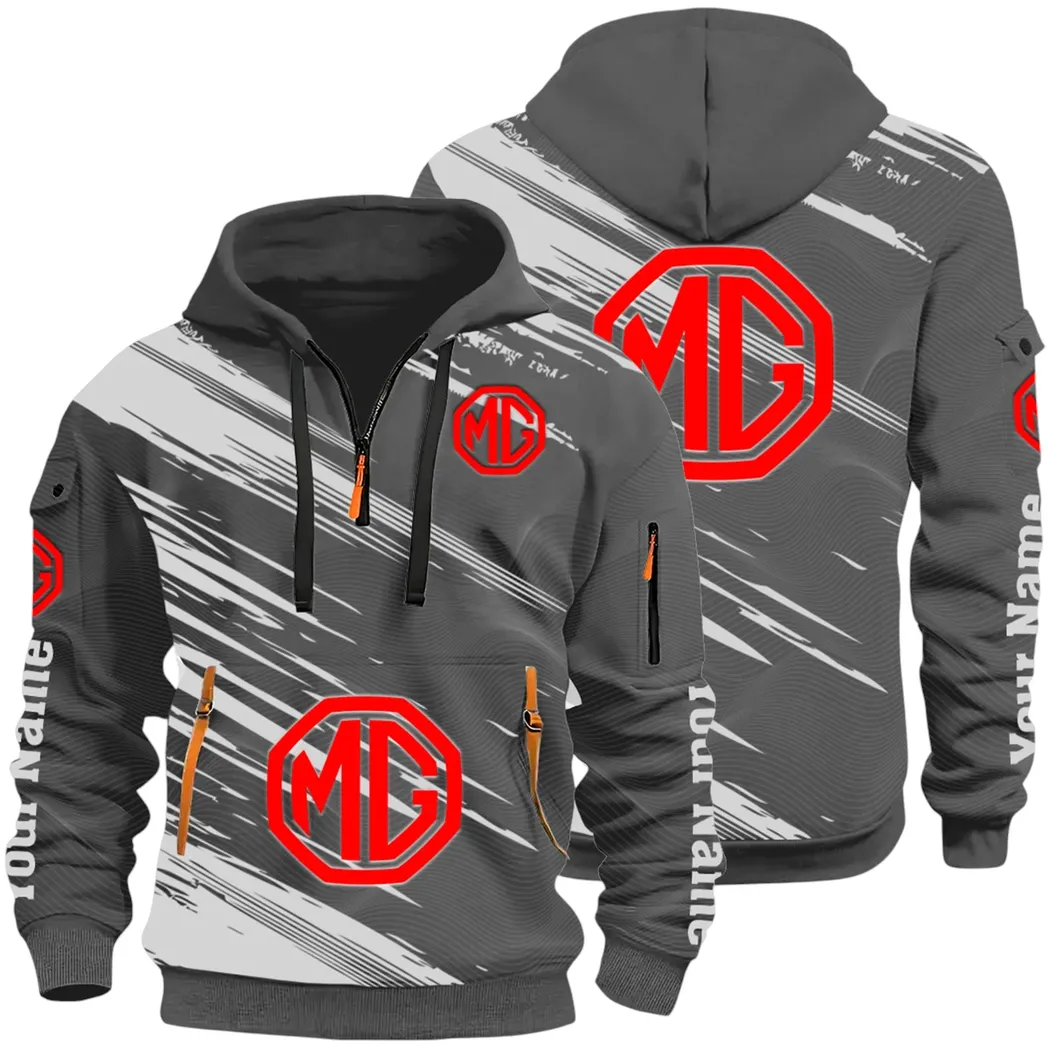 Compact Roadster Hoodie Half Zip 3D, Adventure-Ready Streetwear CAR514 - Dark Gray
