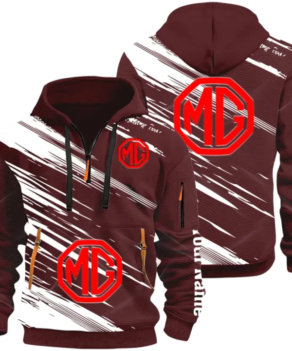 Compact Roadster Hoodie Half Zip 3D, Adventure-Ready Streetwear CAR514 - Dark Red