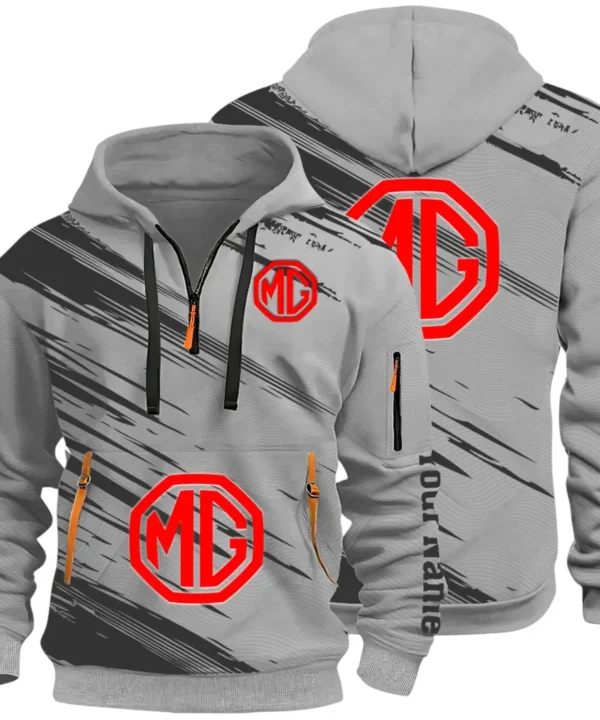 Compact Roadster Hoodie Half Zip 3D, Adventure-Ready Streetwear CAR514 - Gray