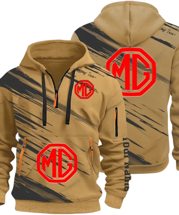 Compact Roadster Hoodie Half Zip 3D, Adventure-Ready Streetwear CAR514 - Khaki