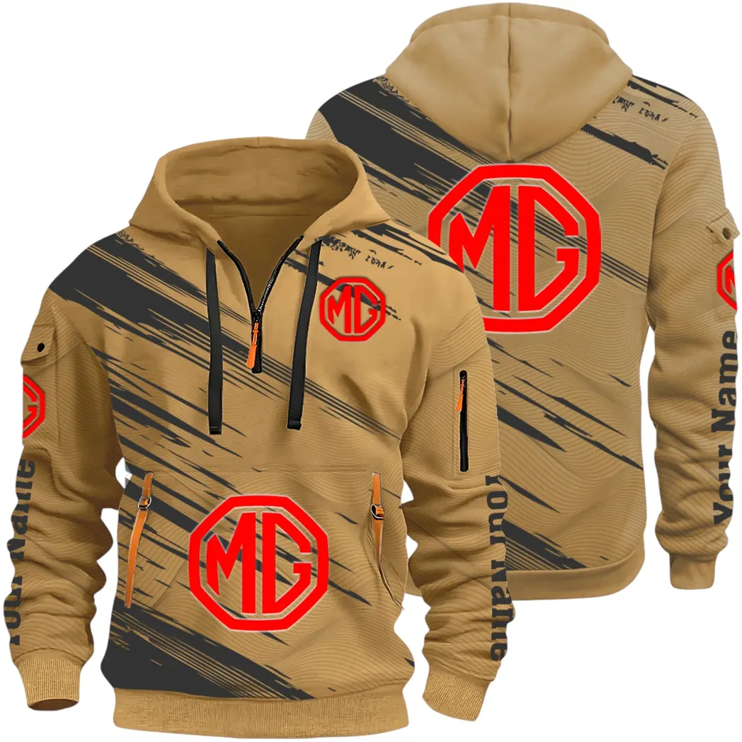 Compact Roadster Hoodie Half Zip 3D, Adventure-Ready Streetwear CAR514 - Khaki