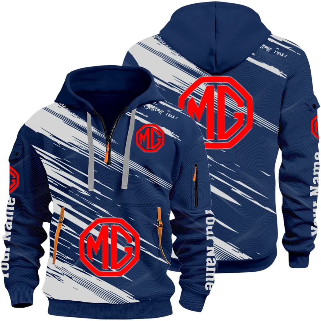 Compact Roadster Hoodie Half Zip 3D, Adventure-Ready Streetwear CAR514 - Navy