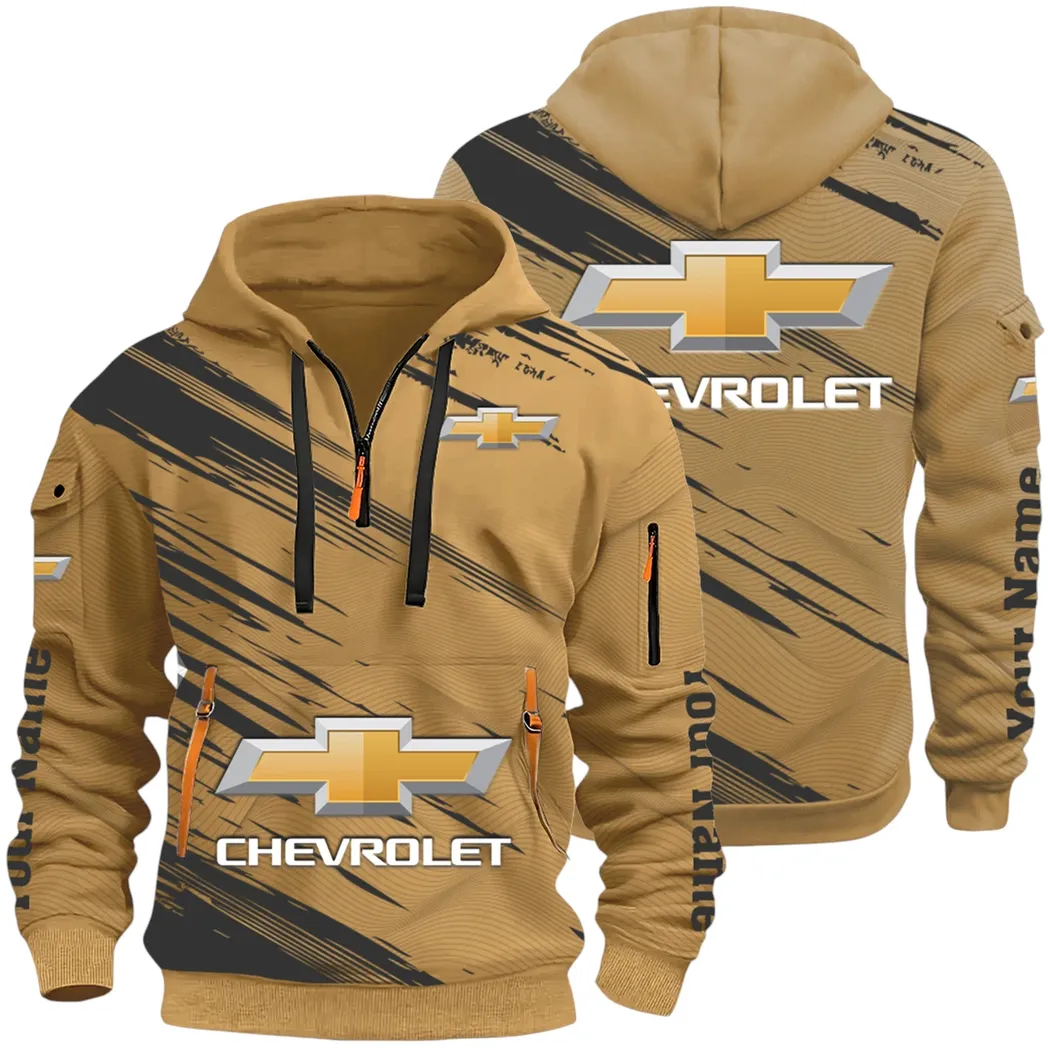 Modern Crossover Hoodie Half Zip 3D, Casual Fit for Everyday Wear Hoodie CAR514 - Khaki