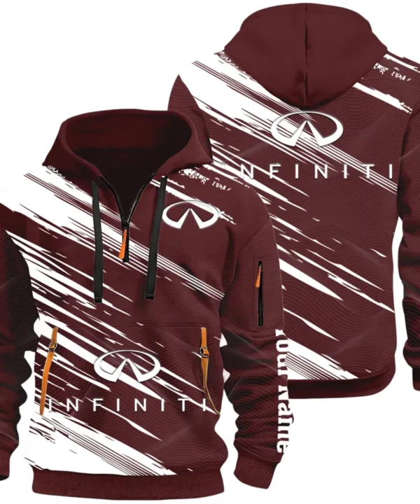 Executive Car Hoodie Half Zip 3D, Lightweight & Casual Comfort Hoodie CAR514 - Dark Red