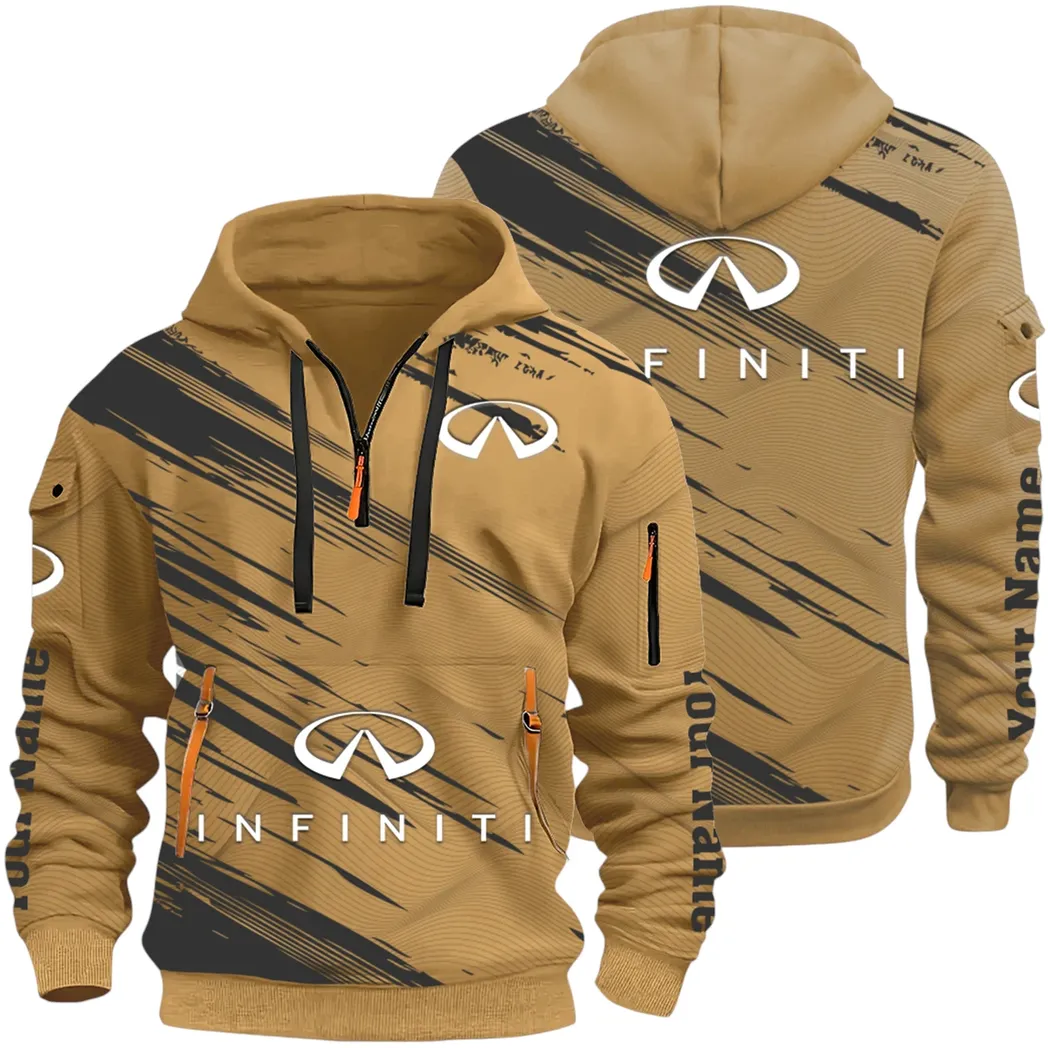Executive Car Hoodie Half Zip 3D, Lightweight & Casual Comfort Hoodie CAR514 - Khaki