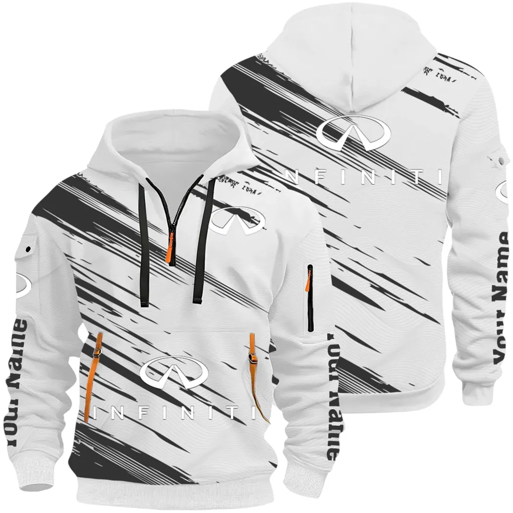 Executive Car Hoodie Half Zip 3D, Lightweight & Casual Comfort Hoodie CAR514 - White
