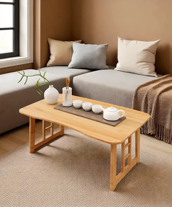 Bamboo Coffee Table Low Profile Rectangular Minimalist