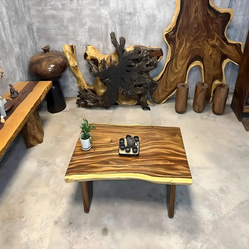 Solid Wood Low Tea Table Flat Top Modern Coffee Style