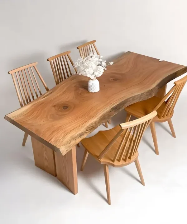 Tamarind Wood Dining Table Natural Grain Family Size