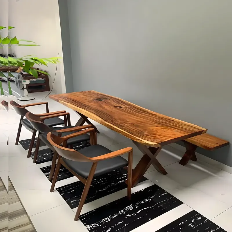 Solid Wood Natural Slab Tea Table Modern Living Room